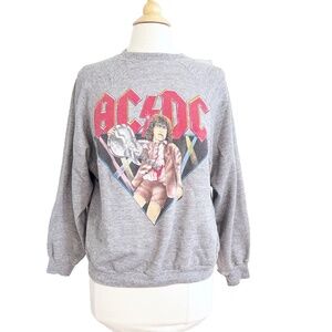Vtg Very Rare AC/CD 1982 Britain Tour Hard Rock Gray Sweatshirt Made in USA 80s